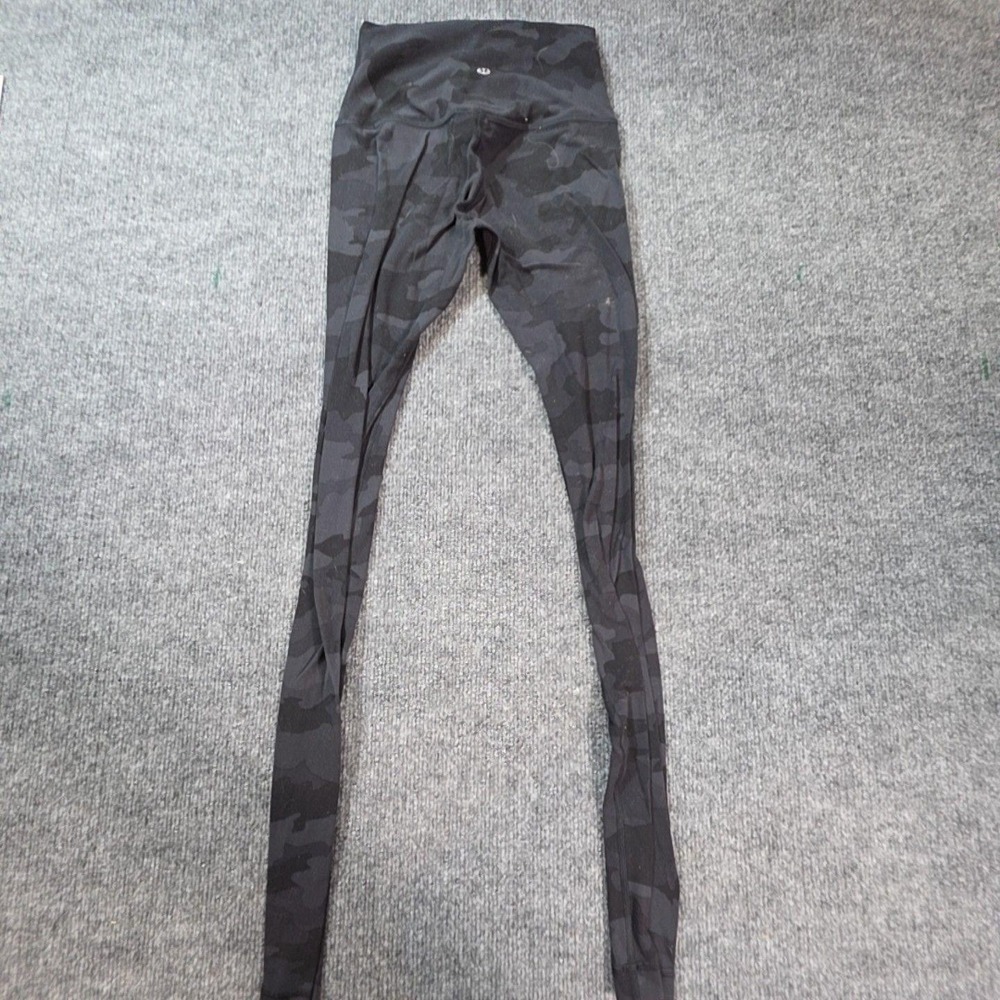 Lululemon Leggings Womens 2 Black Camo High Rise Ankle Yoga Running Gym